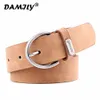 Circle Pin Buckles Suede PU Leather Belt Female Silver Buckle Jeans Wild Belts For Women Fashion Students Simple Casual Trousers