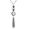 Trendig Noosa Chunk Long Tassel Crystal Etnisk Silver Sunflower Snap Button Halsband DIY 18mm Ginger Snap Pendant Party Gift