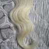 613 Bleach Blonde Grade 7a Nieprzetworzona Taśma Przedłużanie Włosów 100G 40 SZTUK Brazylijski Dziewiczy Ciało Fala Włosy Skóra Weft Hair Extensions