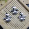 Wholesale 30pcs I LOVE Football Alloy Charms Pendant Retro Jewelry Making DIY Keychain Ancient Silver Pendant For Bracelet Earrings 20*18mm