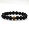 12 Constellation Natural Black Onyx 10mm Lava Tiger eye Stone Beads Men Bracelet Leo Lovers Energy Strand pulseras