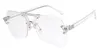 2017 Ny mode Rimless Solglasögon Män Kvinnor Oversize Frame Ocean Lins Sun Glasses Big Frame Transparent Clear Eyewear UV400