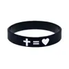 1 STÜCK Jesus-Kreuz-Fair-and-Love-Armband aus Silikonkautschuk, schwarz, religiöser Glaube, Geschenk ohne Geschlechtsschmuck