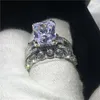 Choucong Eyfel Tower şekil yüzüğü 8CT 5A Zircon CZ 925 STERLING Gümüş Nişan Düğün Band Yüzükleri Kadınlar için Set Gelin Bijoux S1241Z