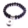 8mm Black Lava Stone Beads Turquoise 18mm Snap Button Bracciale fai da te bracciale diffusore di olio essenziale per le donne uomini