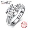 Yhamni Lady Classic Fyra klor 925 Silver Bröllopsfinger Ring Smycken Mode Kvinna Sparkling Zirconia Ringar Partihandel Zr00401