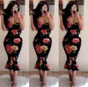 Casual Strap Tiefem V-ausschnitt Floral Frauen, Figurbetonte Kleider Ärmellose Strings Gelb Lange Print Kleid Vestidos Trompete