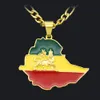 Weiyu Etiopiska Flagga Lion Karta Hängsmycke Halsband Kedja Kvinnor Män Guldfärg Smycken Afrika Etiopien Lion Halsband Kartor