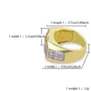 힙합 구리 골드 컬러 도금 마이크로 포장 전체 지르콘 매력 손가락 골드 반지 MenWomen에 대한 보석을 블링