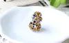 Hot-Selling Charm Bead med Orange Crystal Rhinestone Big Hole Fashion Women Jewelry European Style för Armband4195697