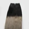 8A 1B / Gris Deux Tons Ombre Extensions de Cheveux de Bande Humaine Peau Trame Extensions de Cheveux de Bande 100g Argent Gris Extension de Bande Ombre Cheveux Humains