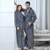 Winter Couple Coral Fleece Bathrobes Women/Men Warm Long Sexy Kimono Bath Robe Plus Size Dressing Gown Bridesmaid Robes Female