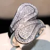 Victoria Wiecl Luxury Smycken 925 Sterling Silver Fylld Full Pave White Sapphire CZ Diamond Office Party Women Wedding Leaf Band Ring Gift