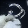 Moon Star Shape Promise ring 100% Soild 925 Sterling silver Jewelry 5A Zircon cz Engagement wedding band rings for women