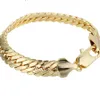 Pulsera para mujer para hombre Cadena de muñeca sólida Pulsera de espiga llena de oro amarillo de 18 quilates 23 cm de largo Estilo clásico Gift1999