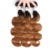 Ombre brasilianska kroppsvåg mänskliga hårbuntar med 4x4 spetsstängning 1b30 blond brasilianskt människohårväv 3 buntar med stängning 1375978