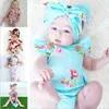 Miúdos Roupas Bebê Romper Meninas Floral Jumpsuits Ins Bowknot Heandband Moda Verão Flores Onesies Bodysuits Terno B3817