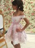 Rose Dentelle Robes pour Juniors Applique Encolure Tulle Taille Plus courte robe de bal de boule de partie Robes Graduation Club Wear Cheap