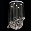 Contemporary round K9 crystal chandeliers raindrop flush ceiling light stair pendant lights fixtures hotel villa crystal ball shape lamp