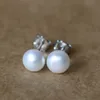 Wedding 4567 mm 100 Natural Freshwater Pearl Earrings Jewelry 925 Sterling Silver Brincos Zircon Stud Earrings For Women1488287
