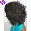 180Densidade Cheio Natural Natural / Marrom / Ombre Cor Brasileira Peruca Sintética Rendas Completa Frente Cabelo Curto Kinky Twist Trançado Perucas para Mulheres Negras