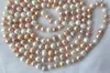 Lång 50 "9mm Barock Round Multicolor Freshwater Cultured Pearl Halsband H440