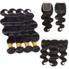 Brazilian Virgin Hair Straight Bundles with Closures 8A Unprocessed Body Wave Human Hair Bundles with Frontal Kinky Water Deep Wave Weaves