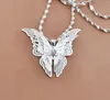 Brand New Women Lady Girl 925 Sterling Silver Plated Butterfly Naszyjnik Wisiorek Fit Charm Moda Biżuteria