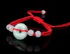 1 pezzo cinese orientale verde con perline rosso cordino portafortuna braccialetto regolabile perline corda braccialetto