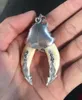 Chinese Antique Boars Tooth Wild Hog Silver Dragon protective talisman Pendant261b