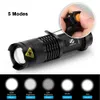 Mini Zoom T6 / L2 Zaklamp LED Torch 5 Modus 8000 Lumen Waterdicht 18650 Oplaadbare batterij Geef gratis geschenk