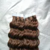 Лента для наращивания волос 4 Темно-коричневые бразильские ленты из искусственной кожи с утком для волос Глубокая волна 100 Наращивание человеческих волос 100G 40PCS1030159