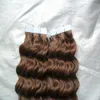 Hait Extensions 4 Dark Brown Brazilian PU Skin Weft Tape Hair Deep Wave 100 Human Hair Extensions 100g 40pcs1602482