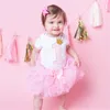 Baby Summer Girl Dress First 1st Birthday Cake Smash Outfits Kleding 3 stks Sets Wit Romper Tutu Rok Hoofdband Infant Girls Part8994511