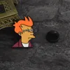 QIHE Futurama Broches Philip J. Fry Esmalte Pins TV Show Insignias figura de dibujos animados joyería regalo para fanáticos