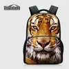 Grande capacidade computador laptop mochila para homens lobo leopardo leopardo animais de tigre impresso sacos escolares para estudantes lona mochila sac um dos