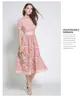 Zawfl Abbita auto -ritratto di alta qualità 2018 Summer Women Elegant Slim Pinkgreen Hollow Out Aline Midi Dress Vestidos3468525