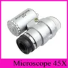 Mikroskop 45X jubiler Lupa Biżuteria Lupki Mini Mikroskopy Kieszeniowe Mikroskopy z LED Light + Skórzany Etui Lupy MG10081