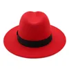 Wide Brim Panama Jazz Filt Hat Cap Woolen Män Kvinnor Klänning bred Brim Fedora Hat Unisex Church Hat Fascinator Trilby