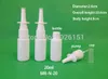 100 sets / partij 20ml HDPE White Plastic Nasal Spray Fles Lege Neus Spray Fles met 18/410 Nasale Orale Atomizers Pomp