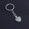 Natural Crystal Stone Heart Shape Pendant Key Rings Healing Keychains For Women Men Jewelry Bag Decor