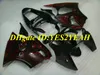 Motorcykel Fairing Kit för Kawasaki Ninja ZX6R 636 00 01 02 ZX 6R 2000 2001 2002 Red Flames Black Fairings Set + Presenter KH16