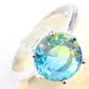 LUCKYSHINE 10 STKS LOT 925 Sterling Verzilverd Ronde BI Gekleurde Tourmaline Gems Kleurrijke CZ voor Dames Ring Gift Feest vakantie Sieraden Ring