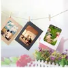 10 Pcs DIY Kraft Paper Photo Frame 3-7 inch Hanging Wall Photos Picture Frame Kraft Paper With Clips and Rope For Family Memory