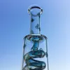 Szklane bongo z cewką skraplacza freezable Rig Big Heady Waterpipe Beaker Build Bong Diffused Downstem Dab Rig Duże białe fioletowo-szare bongo ILL01