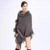 Kvinnor Faux Fur Bat Sleeve Ponchos och Capes Round-Neck Knit Sweater Kvinnor Tröjor och Pullovers Faux Fur Coat Wedding