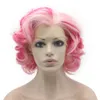 Short Curly Lace Front Stylish Pink Cosplay Party Wig