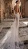 Eden Aharon 2019 Robes de mariée Sirène Halter Dot dentelle Robes de mariée Backless Beach Boho Plus Taille Voir à travers une robe de mariée