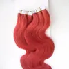 Brazylijski Ciało Wave Virgin Maszyna do włosów Made Remy Hair na kleje Taśma PU Skin Weft Invisible 100g (40 sztuk) Taśma w ludzkich przedłużeniach włosów