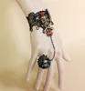 free new Goth hand dress Halloween vampire black lace pirate skull bracelet band ring elegant classic chic